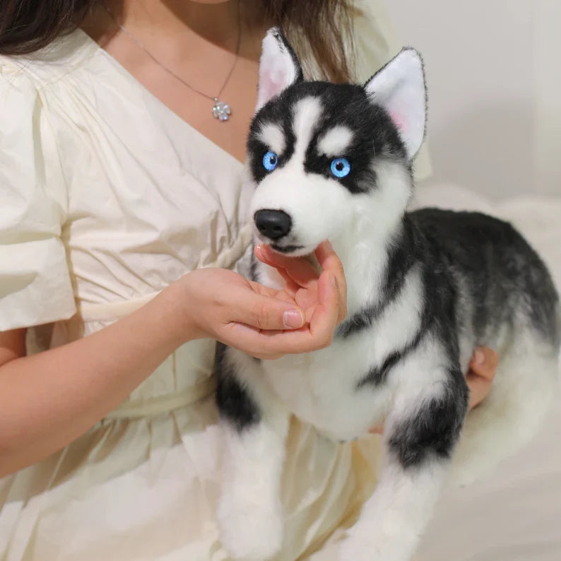 Husky Plush – Realistic Dog Toy Gift for Pet Lovers