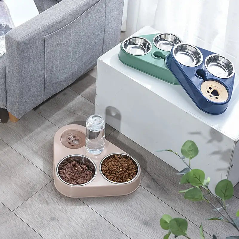 Pet Food Bowl w/ Automatic Drink Feeder