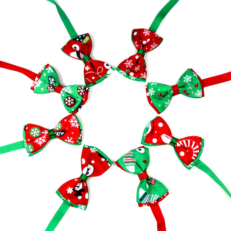 1 Pieces Cute Christmas Pet Supplies Handmade Ribbon Dog Bow Ties 8 Colors Cat Neck Tie Dog Accessories