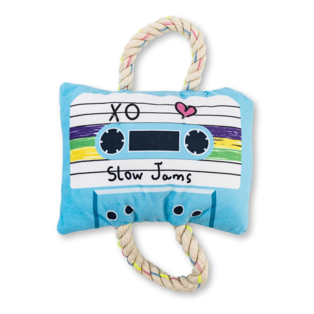 Retro Cassette Tape Plush Dog Toy – with Squeaker & Crinkle Paper for Fun Play
