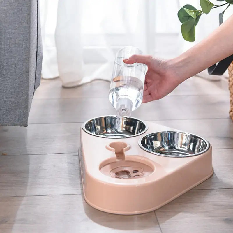 Pet Food Bowl w/ Automatic Drink Feeder
