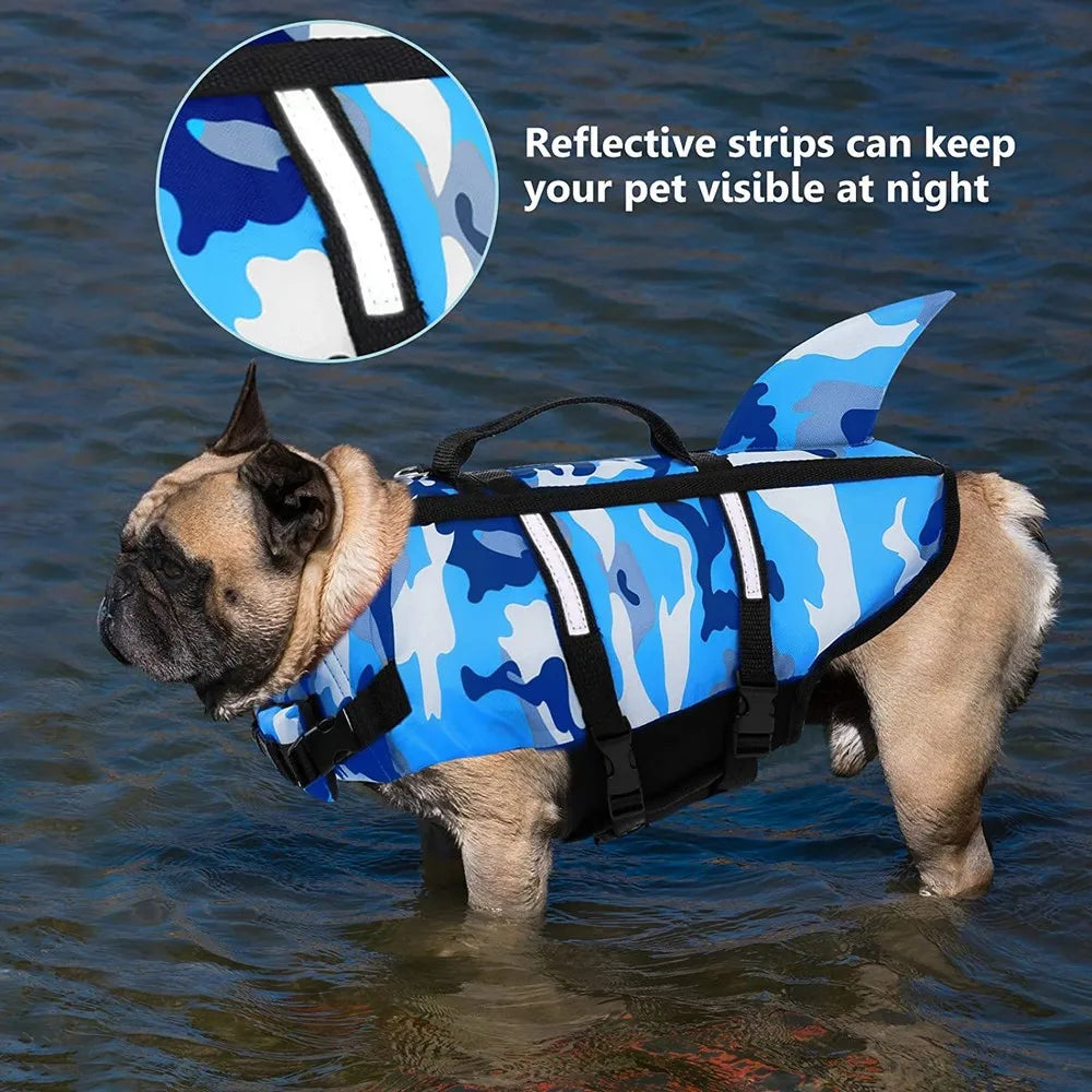 Shark Fin Dog Life Vest - Camouflage Swimwear