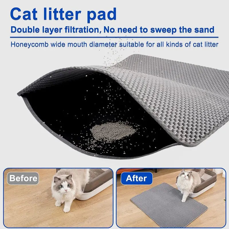 Waterproof Double Layer Cat Litter Mat – Trapping Pad for Easy Clean