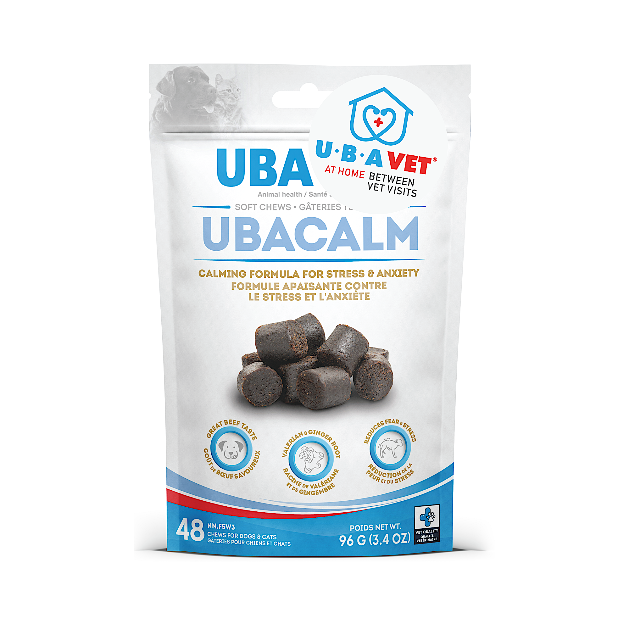 UBAVET UBACALM Calming Soft Chews for Dogs & Cats – Natural Stress & Anxiety Relief