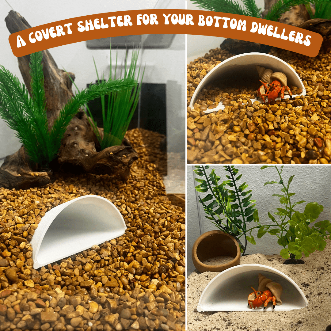 Aquarium or Terrarium Pocket Cave | Minimalist Shelter Cave for Fish, Shrimp, Reptiles, Amphibians, & More!