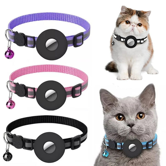Never Lose Your Cat or Dog Again - Reflective Waterproof AirTag Collar Holder by PollyWillow | Protective Nylon Collar for Pets