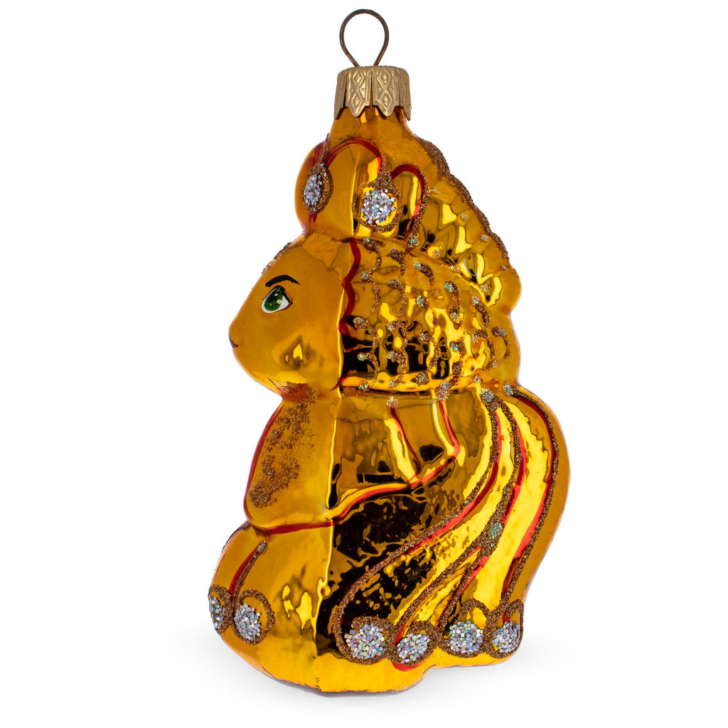 Shiny Goldfish with Scales Glass Christmas Ornament
