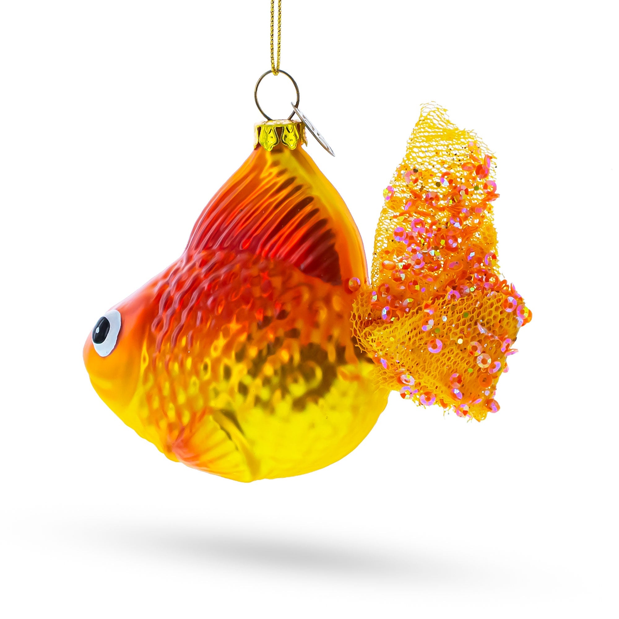 Goldfish in Aquatic Splendor Glass Christmas Ornament