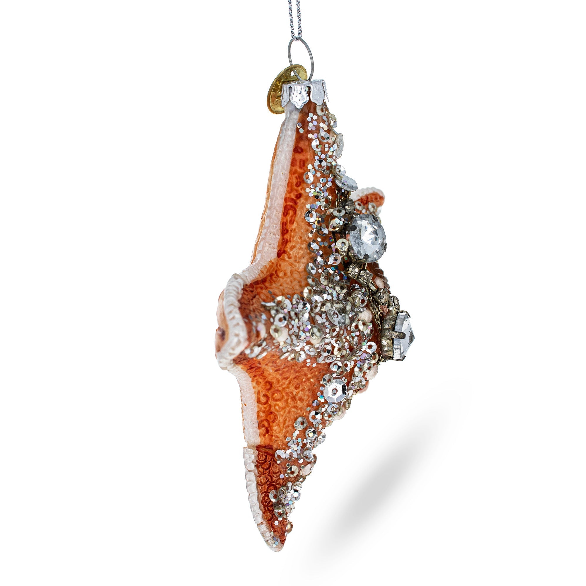 Glittered Starfish Glass Christmas Ornament