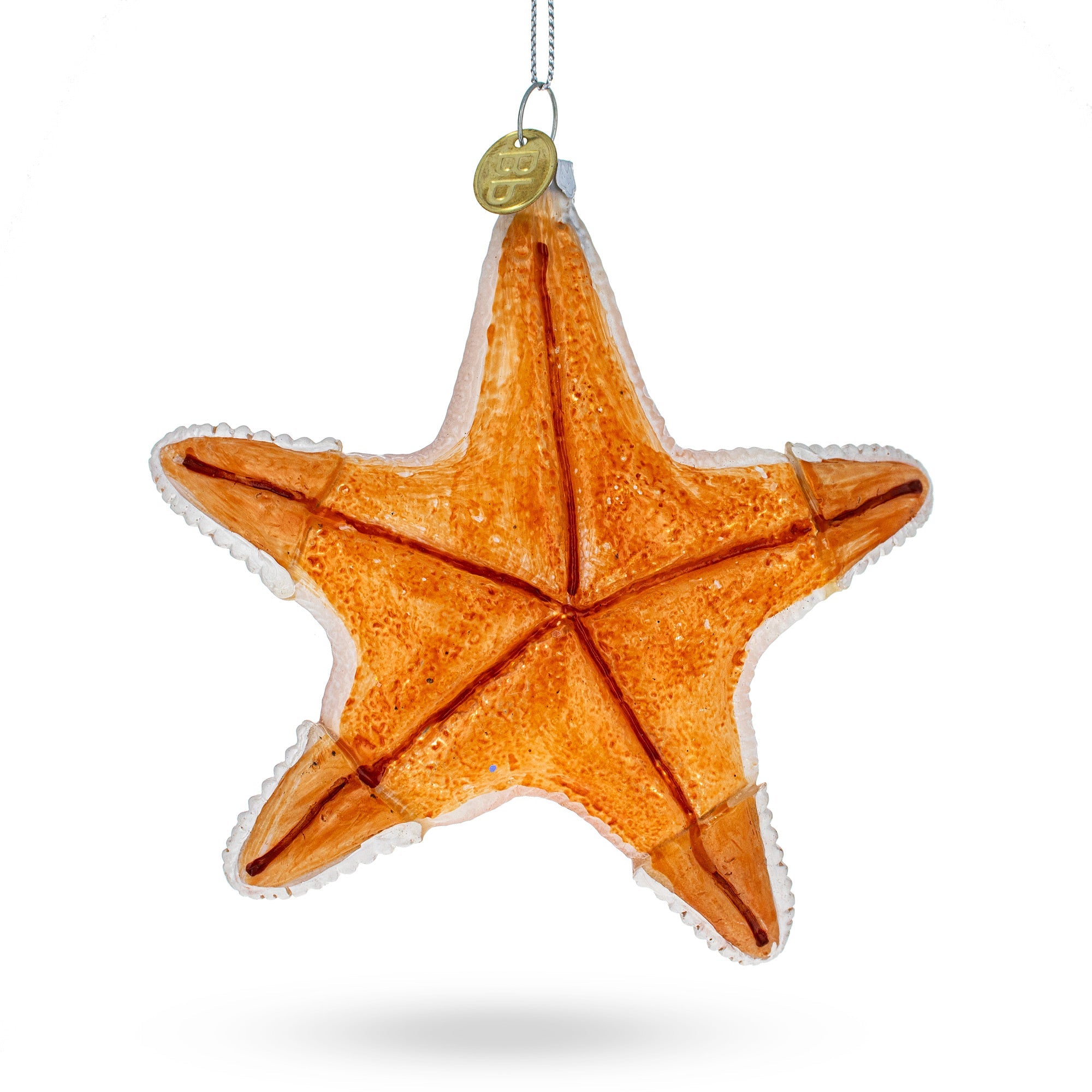 Glittered Starfish Glass Christmas Ornament