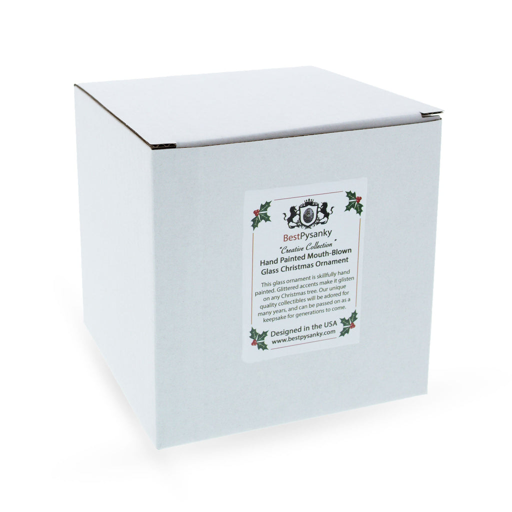 Polar Bear Ice Fishing Glass Christmas Ornament