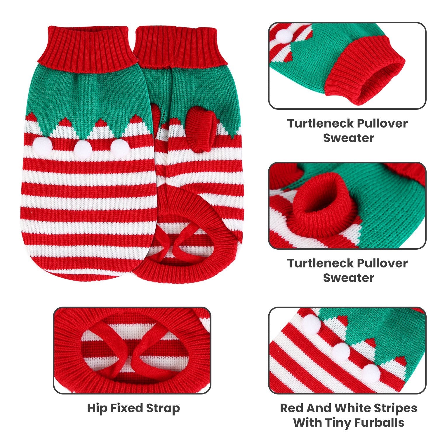 Pet Christmas Turtleneck Sweater Dog Cat Christmas Clothes Snowman Stripes Costume Winter Holiday Sweater for Small Medium Kitten Puppy Cats Dogs