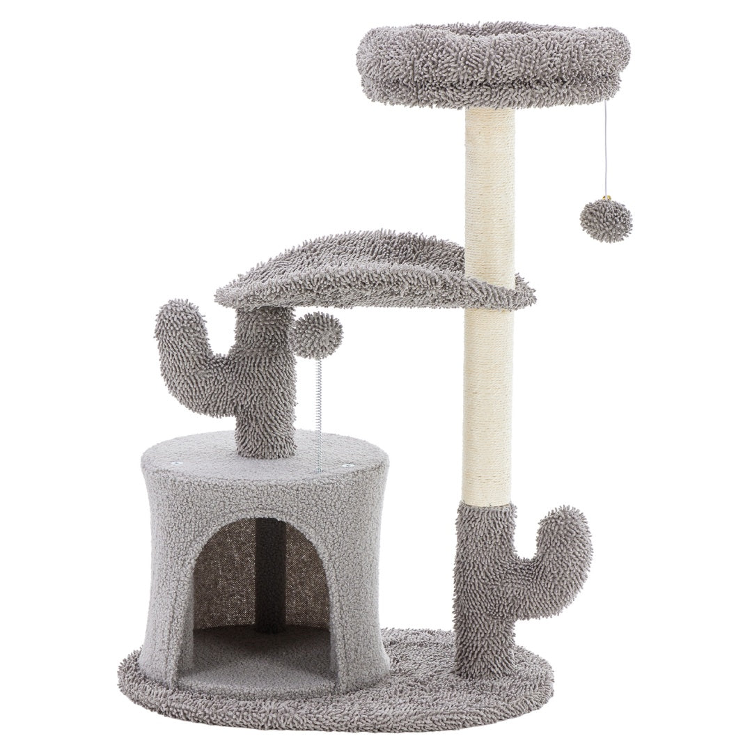 Small Cat Tree Tower, 33 Cat Scratching Post With Curved Bed