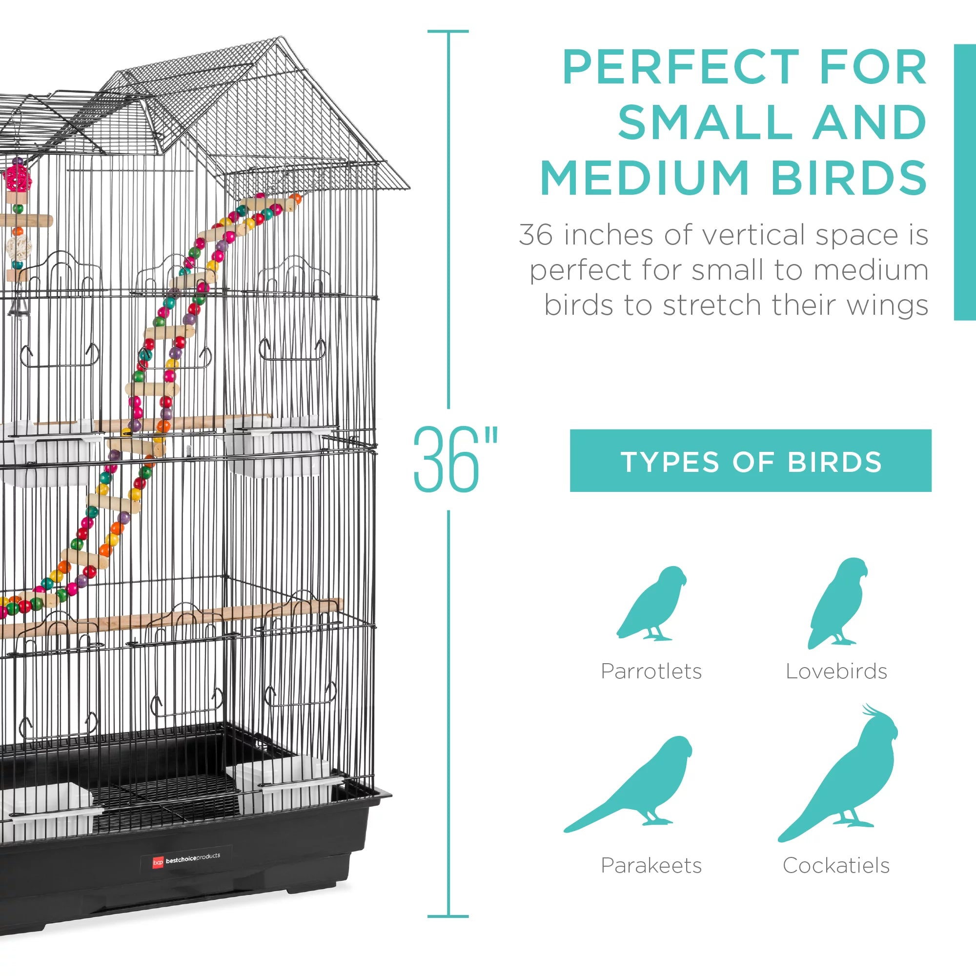 36In Indoor/Outdoor Iron Bird Cage for Parro