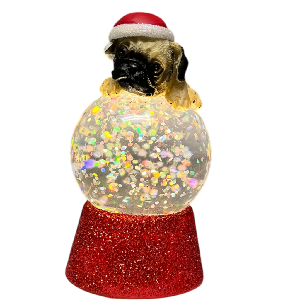 Lighted Pug Snowglobe