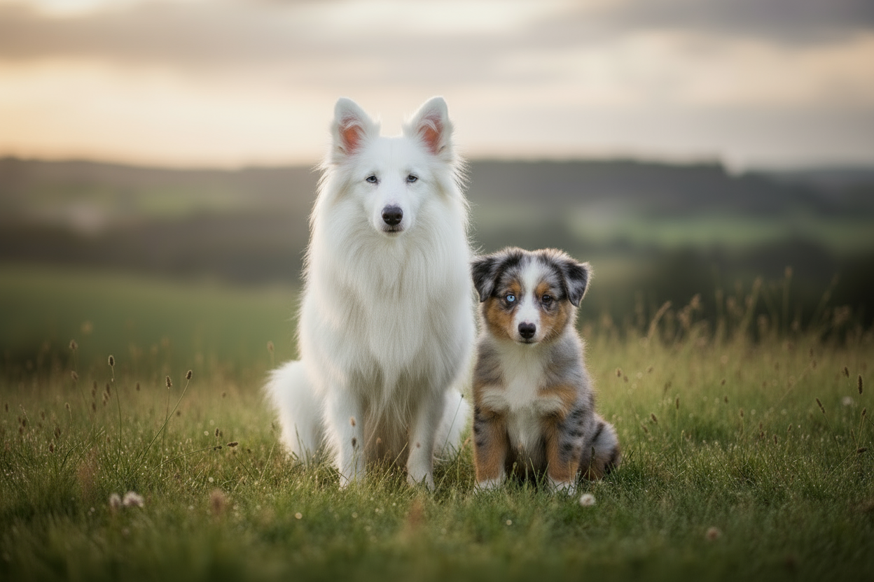 Make the dogs sitting next to each other 