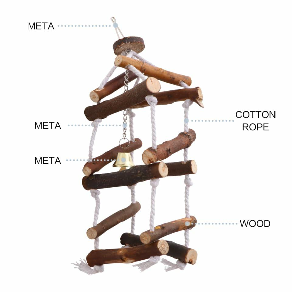 balacoo Wooden Bird Swing Perch Stand for Parakeets Conures Lovebirds