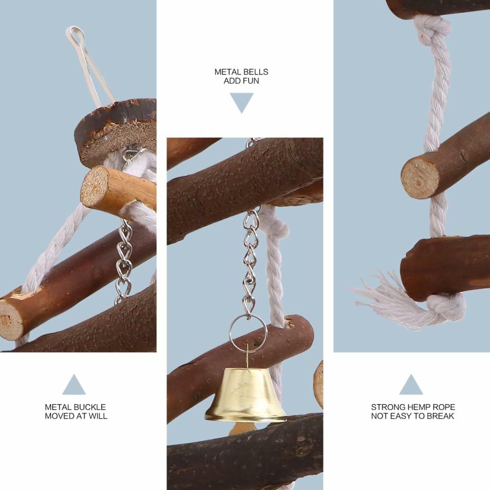 balacoo Wooden Bird Swing Perch Stand for Parakeets Conures Lovebirds