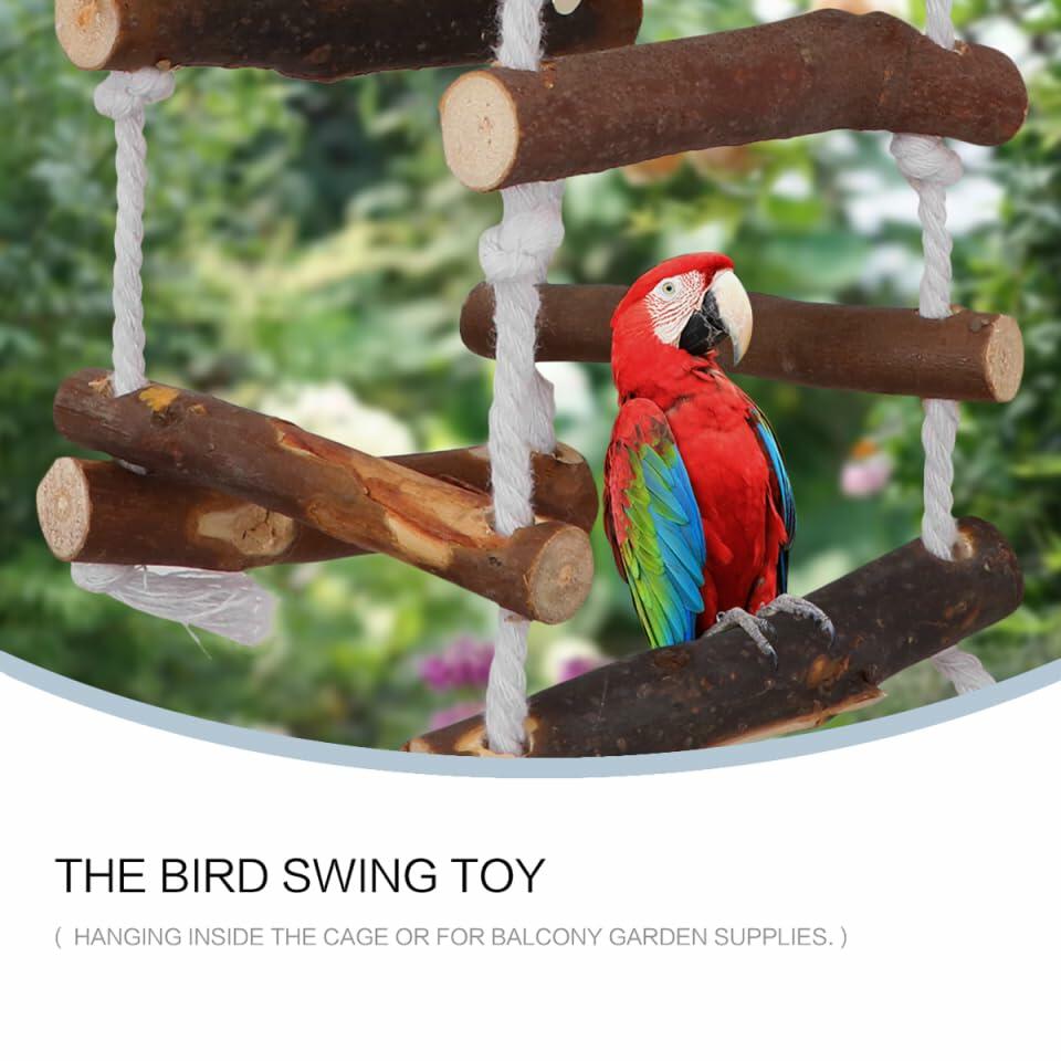 balacoo Wooden Bird Swing Perch Stand for Parakeets Conures Lovebirds