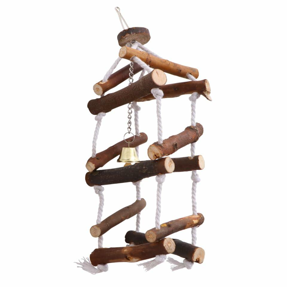 balacoo Wooden Bird Swing Perch Stand for Parakeets Conures Lovebirds